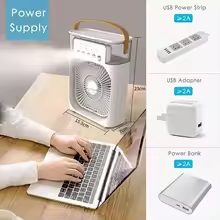 New 3 in 1 Air Conditioner Fan Household Mini Air Cooler LED Night Light Portable Humidifier Fan Air Adjustment Home Office Fan