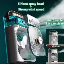 New 3 in 1 Air Conditioner Fan Household Mini Air Cooler LED Night Light Portable Humidifier Fan Air Adjustment Home Office Fan