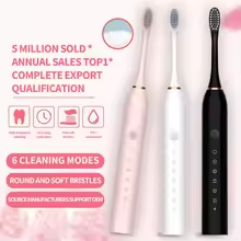 Electric Toothbrush for Adults, IPX7 Waterproof, DuPont Brush Head, USB Rechargeable, High Frequency Cleaning, 6 Cleaning Modes