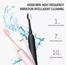 Electric Toothbrush for Adults, IPX7 Waterproof, DuPont Brush Head, USB Rechargeable, High Frequency Cleaning, 6 Cleaning Modes