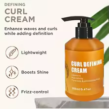 CURL DEFINING CREAM with argan oil for wavy and curly hair, deeply hydrates and conditions to add shine and elasticity