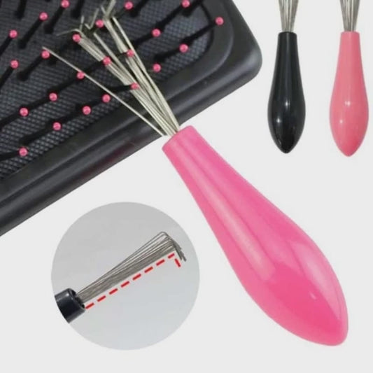 Metal comb for cleaning hairbrush